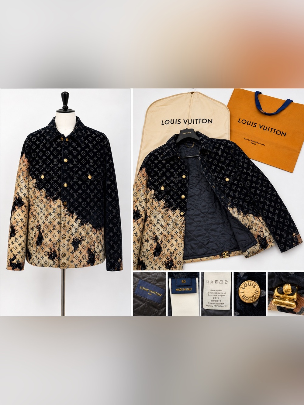 Louis Vuitton Monogram Bleached Velour Quilted Jacket SS24 Pharrell